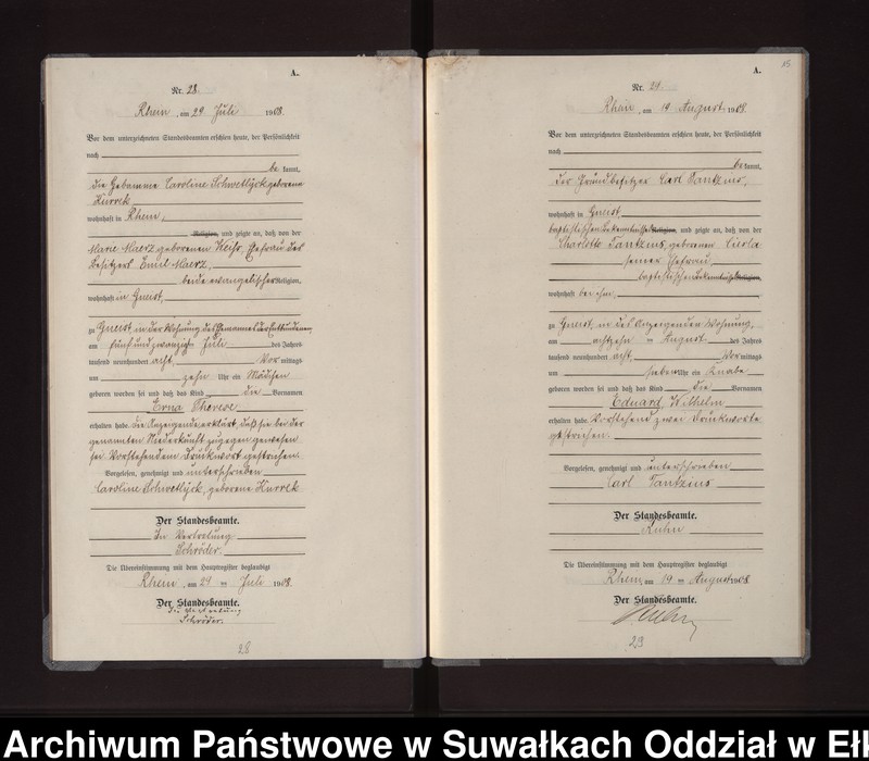 image.from.unit.number "Geburts-Neben-Register des Königlichen Preussischen Standes-Amtes Gneist Kreis Lötzen"
