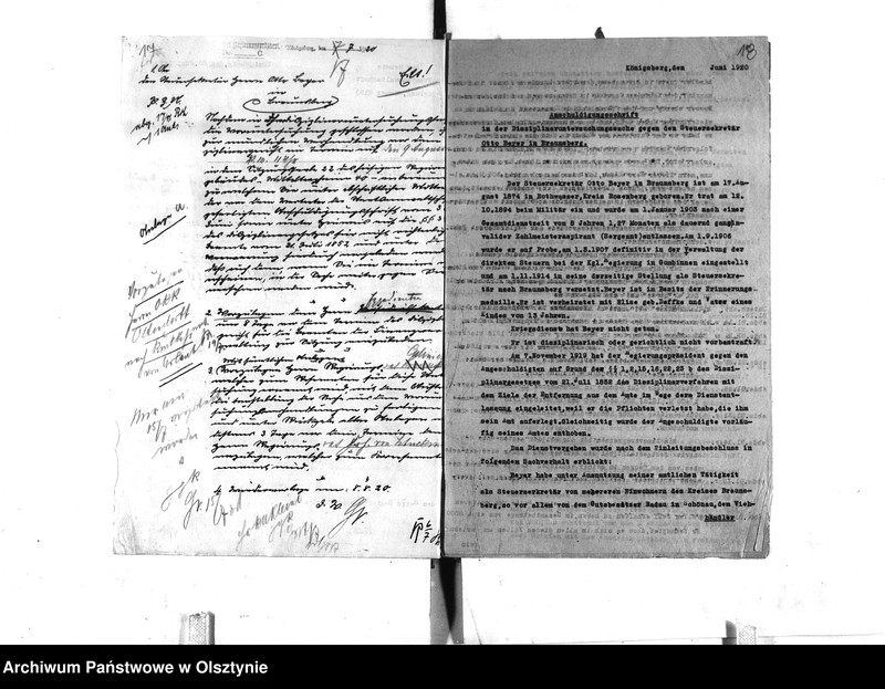 image.from.unit.number "Disziplinaruntersuchung gegen Steuersekretär Beyer [Otto] in Braunsberg"