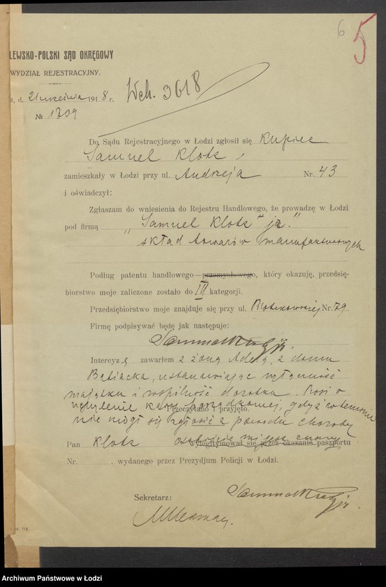 Obraz 8 z jednostki "Samuel Klotz- skład towarów manufakturowych"