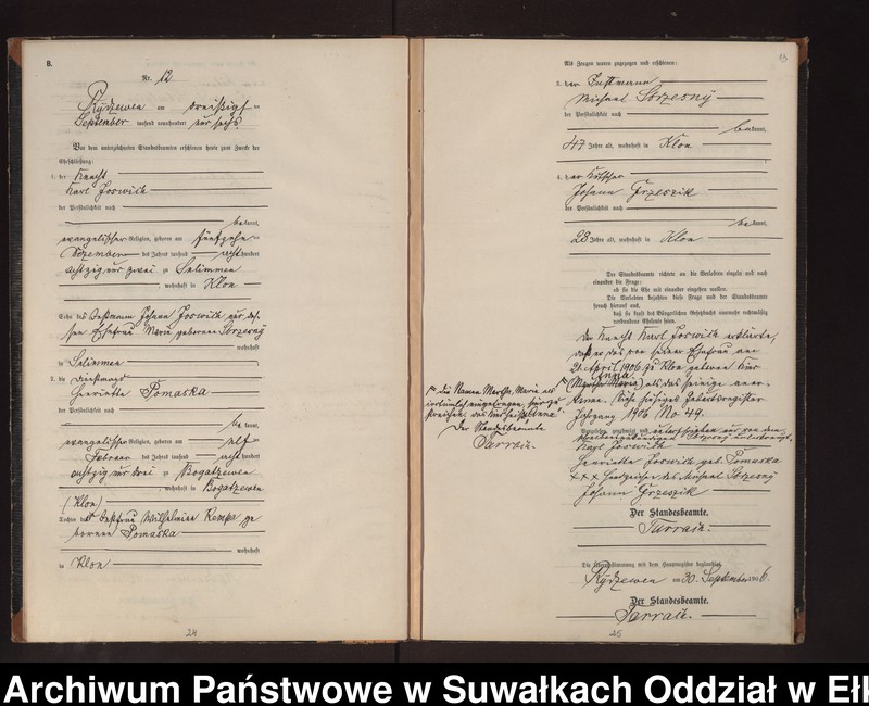 image.from.unit.number "Heirats-Neben-Register des Preussischen Standes-Amtes Rydzewen Kreis Lötzen"