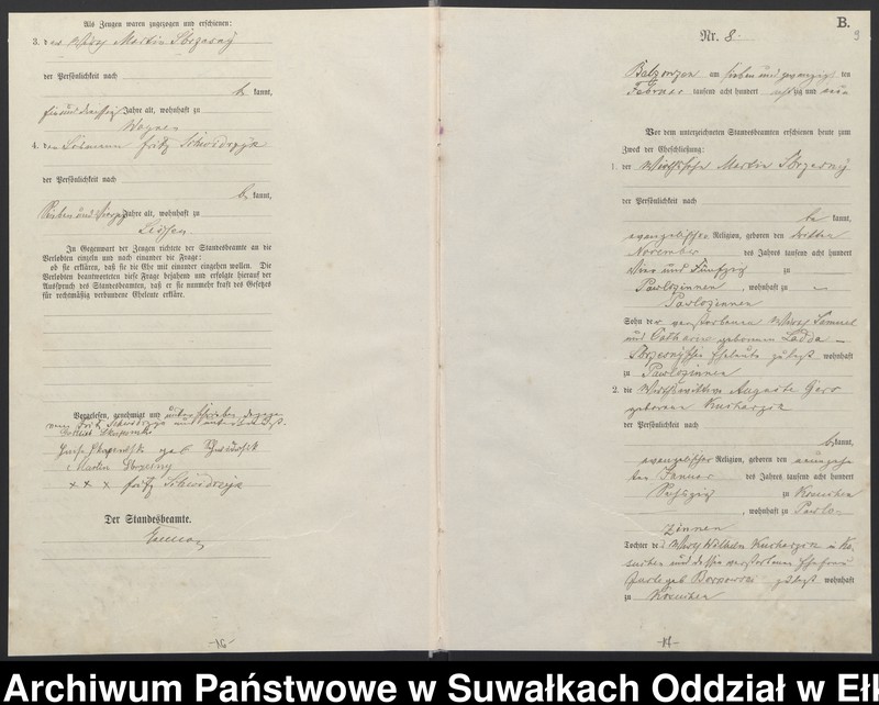 image.from.unit.number "Heiraths-Haupt-Register des Königlichen Preussischen Standes-Amtes Belzonzen Kreis Johannisburg"