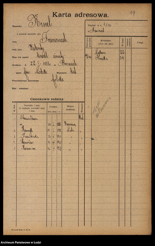 Obraz 19 z jednostki "[Spis ludności Łodzi] Kirszrot - Klajdermacher"
