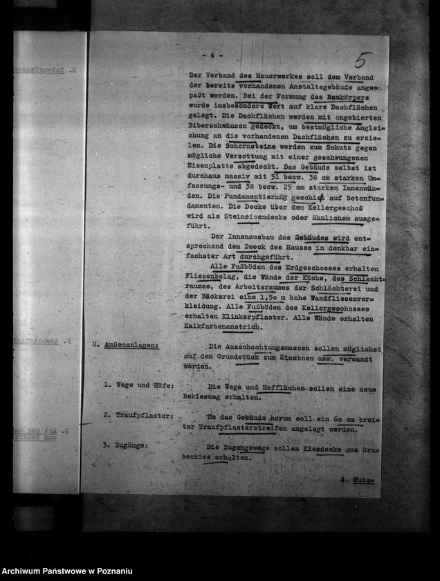 Obraz 9 z jednostki "Verentwurf für den Neubau eines Wirtschaftsgebäudes des Strafgefängnisses Warthestadt (Wronki)"