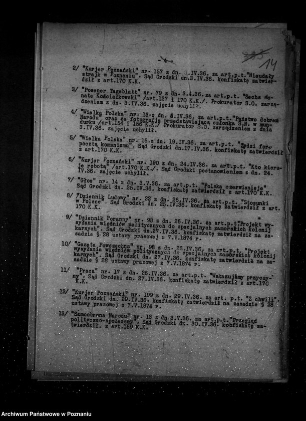 Obraz 19 z jednostki "Sprawozdania prasowe za czas od stycznia do grudnia 1936 r."