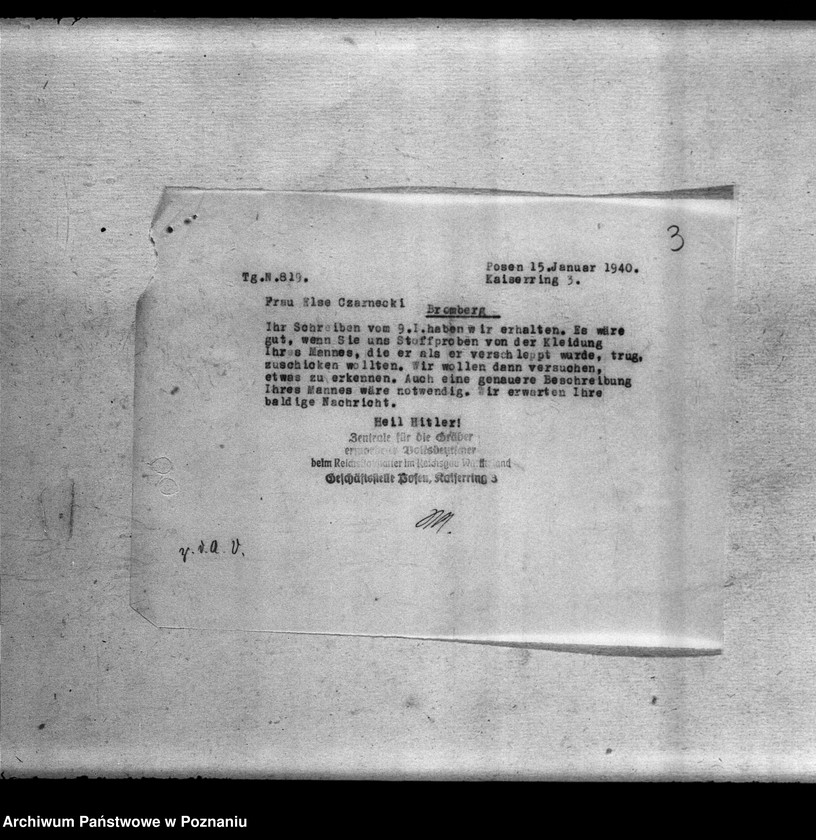 Obraz 7 z jednostki "Korespondencja w sprawie miejscowych Niemców, którzy zginęli w 1939 roku"