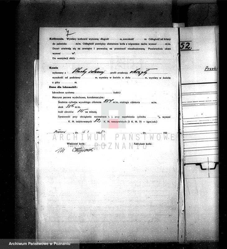 Obraz 11 z jednostki "Fabryka Maszyn Rolniczych w Pleszewie pow. jarociński nr fabr. kotła 15252 nr woj. kotła 6102"