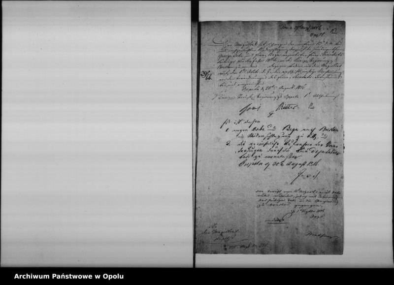 Obraz 12 z jednostki "Acta specialia betreffend die Feuer Societats und Servis- Freiheit der beiden Häuser des Orbe und Bega auf dem Amts Ostroweck de anno 1816"