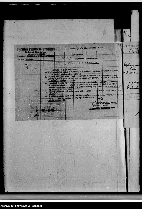 Obraz 11 z jednostki "Zatwierdzenie zakładu przemysłowego /rzeźni Miejskiej/ własność Zarządu Miejskiego w Środzie"