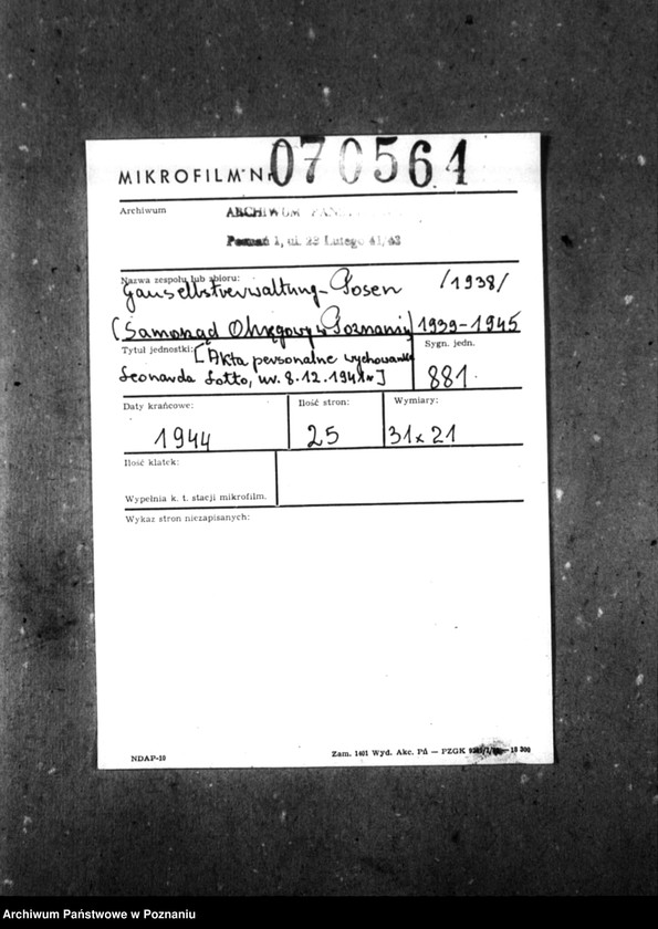 Obraz 2 z jednostki "[Akta personalne wychowanka Leonarda Lotto, ur. 8 XII 1941]."