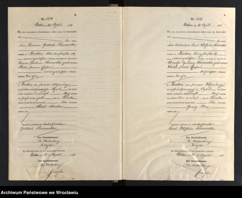 image.from.unit.number "Geburts-Neben-Register Breslau I 1908 Band 4"