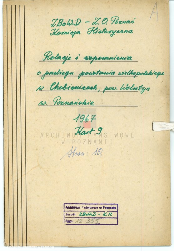 Obraz 4 z jednostki "Relacje i wspomnienia dotyczące powstania wielkopolskiego: 1. Chobienice, powiat Wolsztyn, województwo poznańskie."