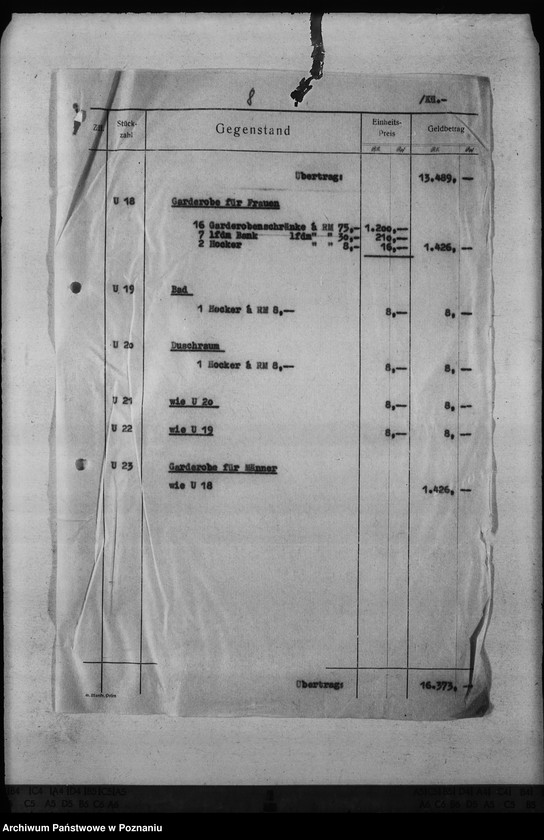 Obraz 12 z jednostki "Zamek w Poznaniu - Herstellungssumme der Innen- Ausstattung"