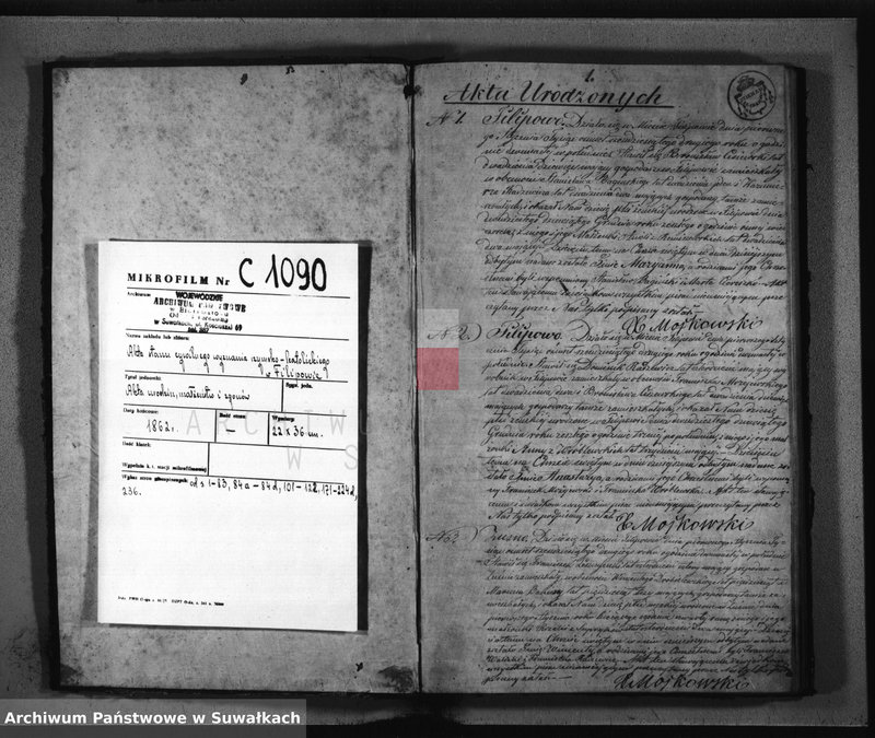 image.from.unit.number "Akta Duplikat zwana Urodzonych, Zaślubionych i Zmarłych Parafii Filipowskiej na rok 1862"