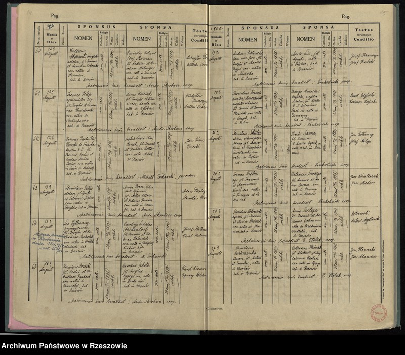 image.from.unit.number "Księga małżeństw Parafia Rzymskokatolicka Rzeszów oraz Pobitno, Staroniwa, Wilkowyja, Załęże, Zwięczyca"
