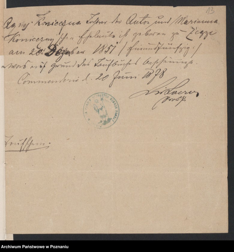 Obraz 15 z jednostki "Acta betreffend die Schrieftstücke nur §§ 28 bis 38,43,45 bis 50,55,65 und 66 der Reichsgesetz vom 6 Januar 1875 zum Heiraths -Register"
