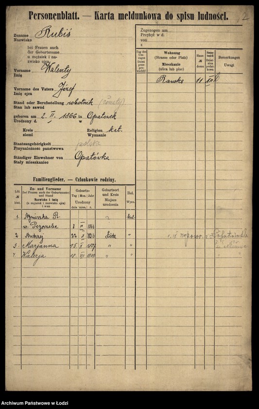 Obraz 4 z jednostki "[Spis ludności Łodzi] Rubisz-Rudolf"