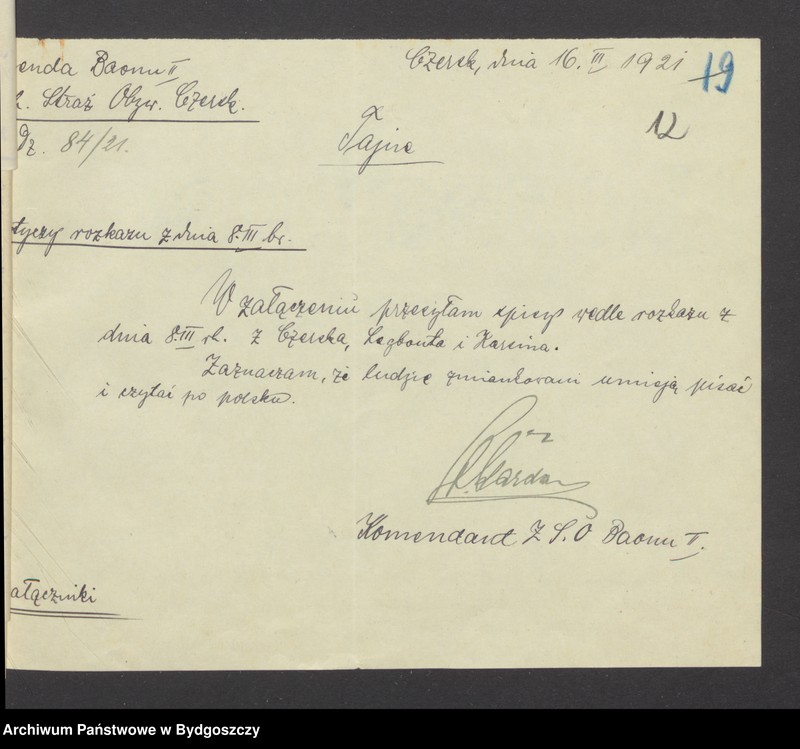 image.from.unit.number "Raporty Baonów do Komendy Powiatowej w Chojnicach o pracach oświatowych [wykładach i odczynach]"