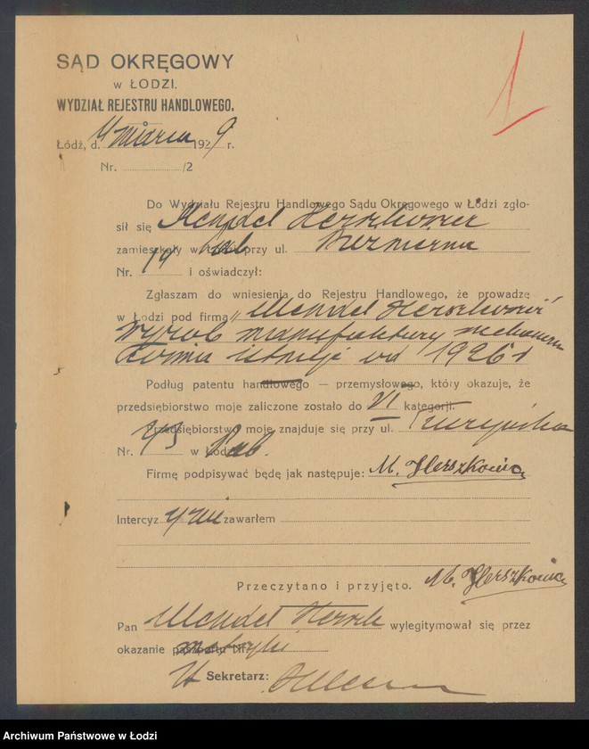 Obraz 3 z jednostki "Mendel Herszkowicz- mechaniczny wyrób manufaktury"