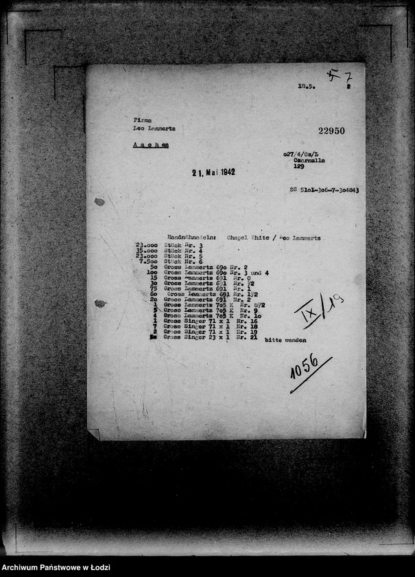 Obraz 11 z jednostki "306 Rucksack L-Z. [Korespondencja, zamówienia i kalkulacje]"