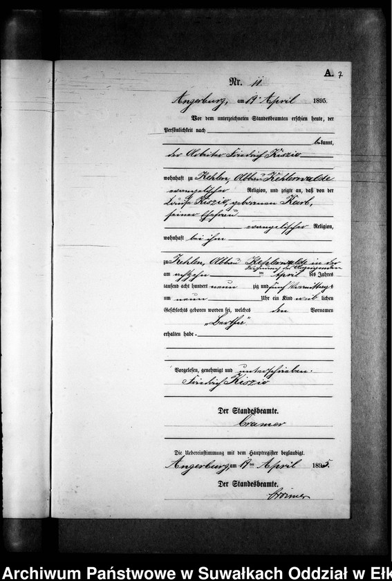 image.from.unit.number "Geburts-Neben-Register des Preussischen Standes-Amtes Kehlen Kreis Angerburg"