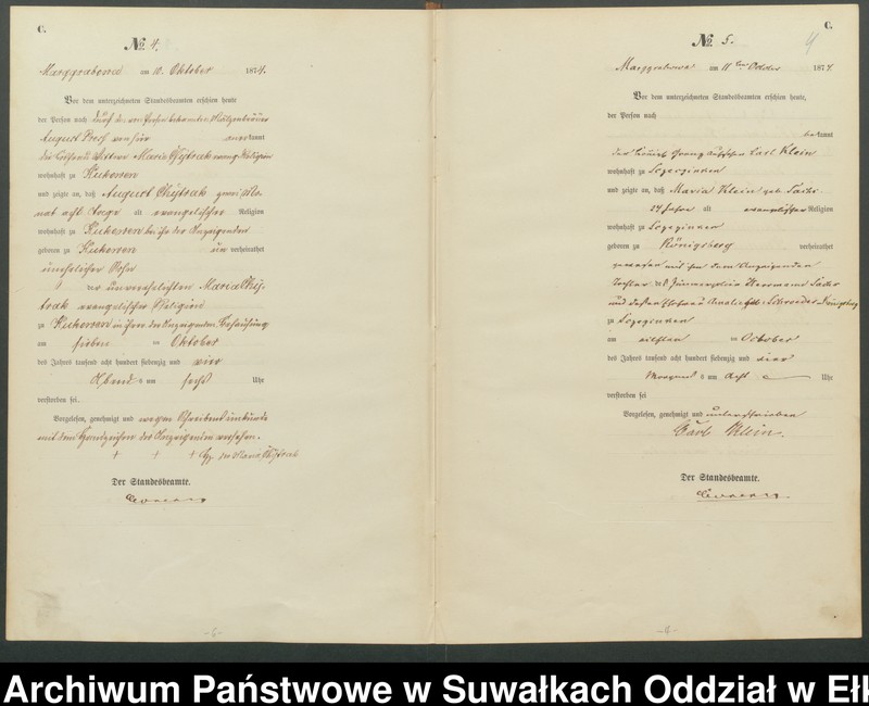 image.from.unit.number "Haupt-Sterbe-Register des Königlich Preussischen Standes-Amtes Landgemeinde Marggrabowa Kreis Oletzko"
