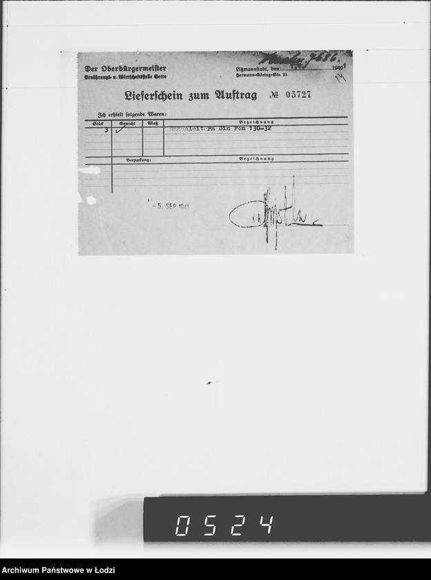 Obraz 18 z jednostki "Diverse Sch-Z [rachunki za dostawy towarów spoza Getta]"