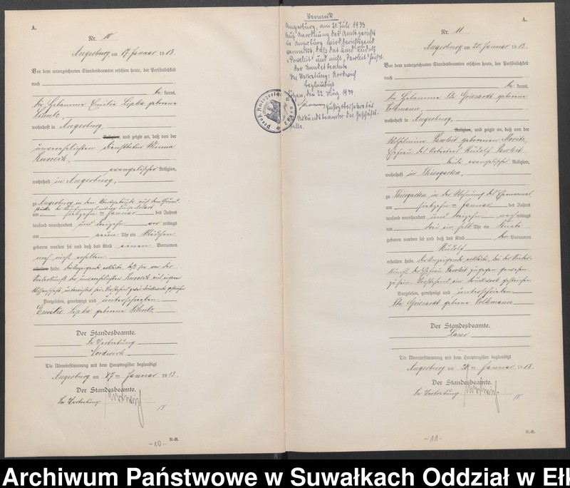 image.from.unit.number "Geburts-Register (Neben-Register) Standesamt Angerburg"