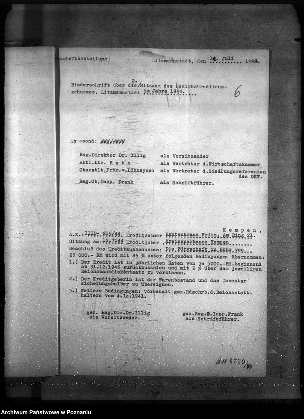 Obraz 10 z jednostki "Sitzungen des Bezirkskreditausschusses - Litzmannstadt (Łódź)"