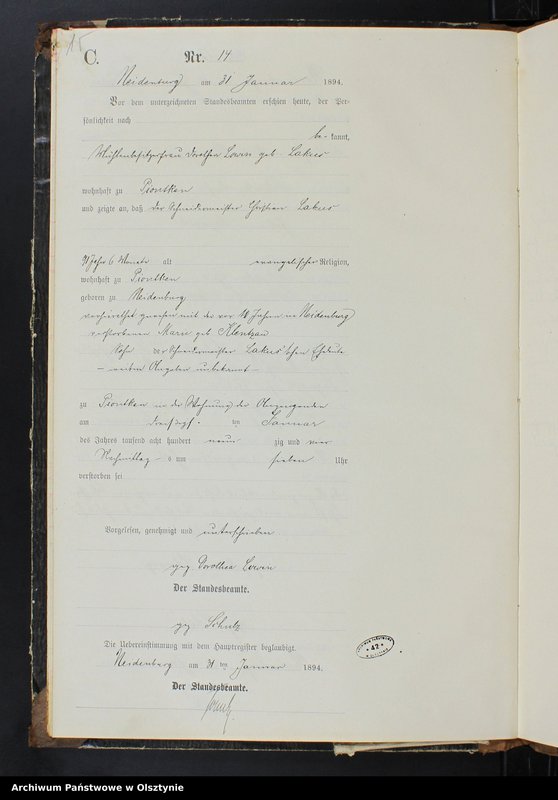 image.from.unit.number "Sterbe-Neben-Register Nr 1 - 71"