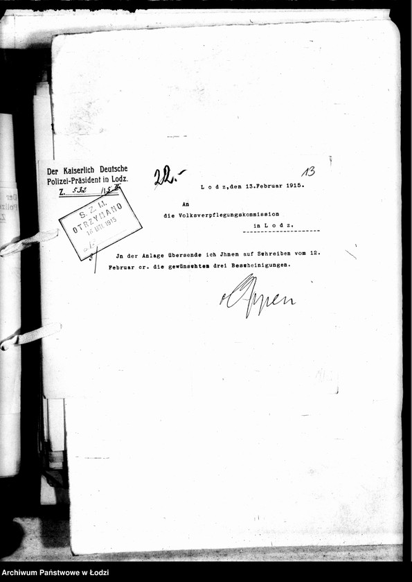 Obraz 16 z jednostki "Listy Guberni i Prezydium Policji do Sekcji Zaprowiantowania Miasta"