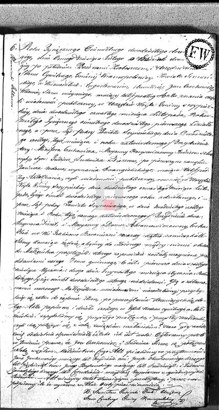 image.from.unit.number "Akta Zaślubionych Gminy Krasnopolskiey R-ku 1822. Powiat Seyneński. Województwo Augstowskie."