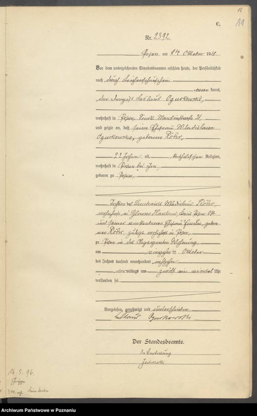 Obraz 13 z jednostki "Księga miejscowa zgonów tom VI [Rejestr główny zgonów]"