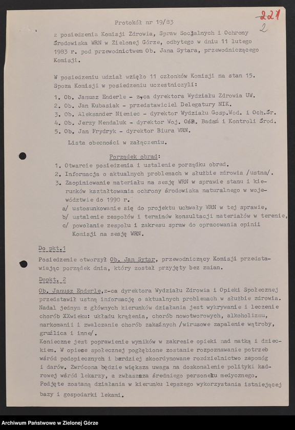 image.from.unit.number "Protokóły z posiedzeń Komisji Zdrowia, Spraw Socjalnych i Ochrony Środowiska Wojewódzkiej Rady Narodowej w Zielonej Górze"