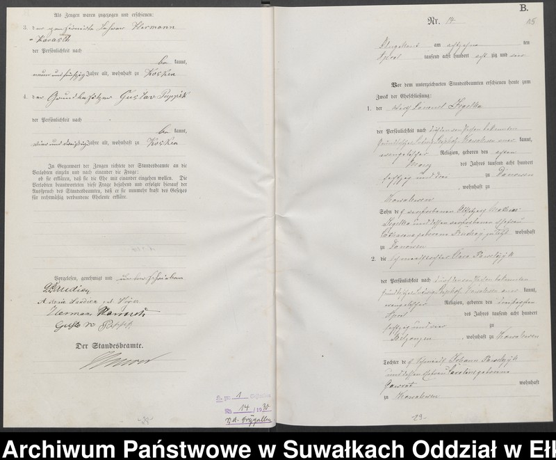 image.from.unit.number "Heiraths-Haupt-Register des Königlichen Preussischen Standes-Amtes Kumilsko Kreis Johannisburg"