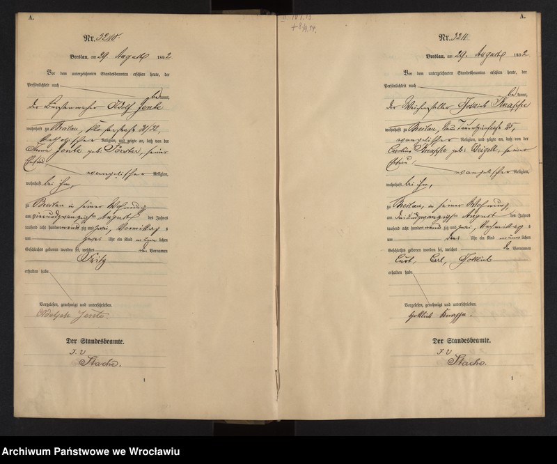 image.from.unit.number "Geburts-Haupt-Register Breslau II 1892 Band 9"