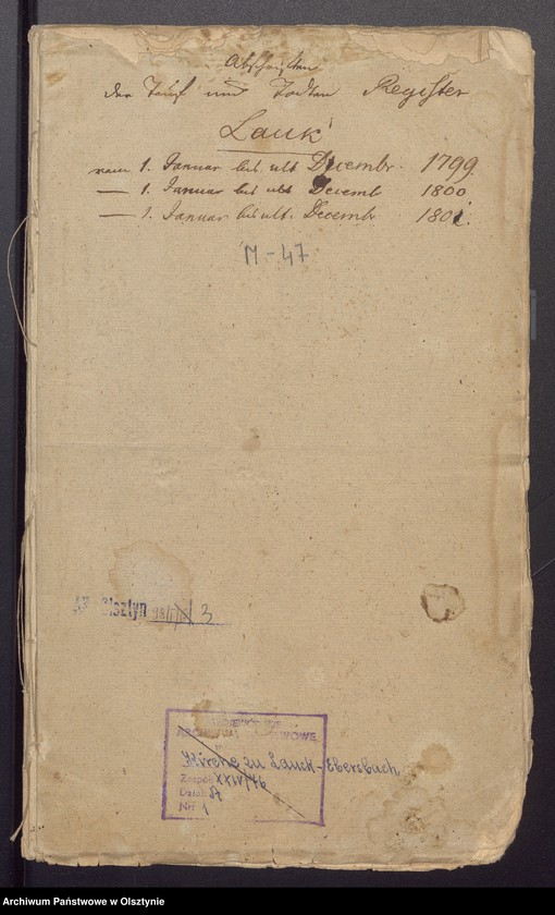 image.from.unit.number "Duplicate der Tauf, Trau und Todten Register der Kirche zu Lauck"