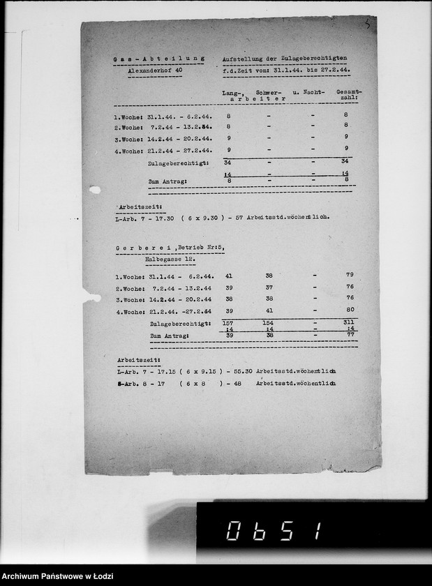 Obraz 9 z jednostki "Statistik [zatrudnienie i produkcja w Getcie według resortów i wydziałów, wykazy dostaw artykułów żywnościowych]"
