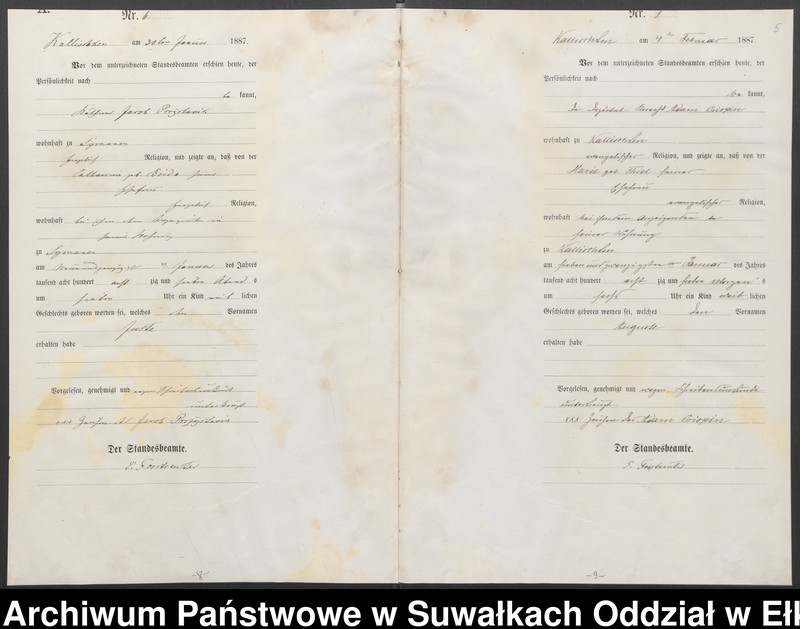 image.from.unit.number "Geburts-Haupt-Register des Königlichen Preussischen Standes-Amtes Kallischken Kreis Johannisburg"