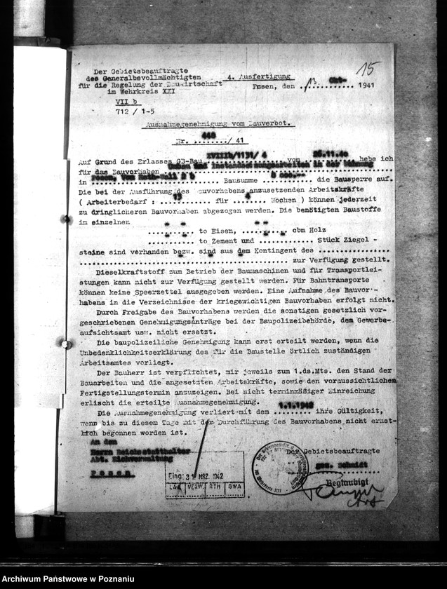 Obraz 19 z jednostki "Bauliche Massnahmen im Gebäude der Eichverwaltung in Posen"