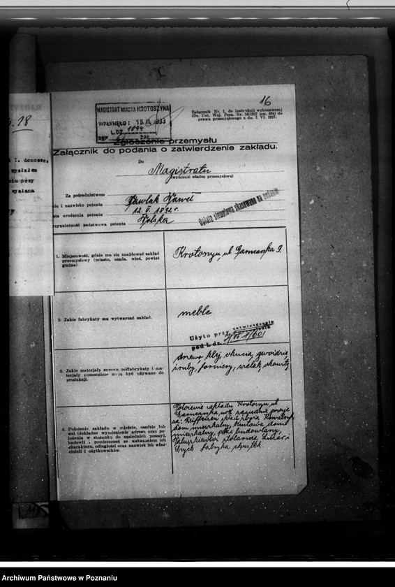 image.from.unit.number "Zatwierdzenie fabryki mebli P. Pawlaka w Krotoszynie"