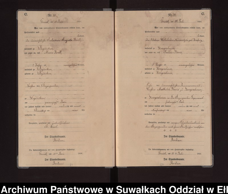 image.from.unit.number "Sterbe-Neben-Register des Königlichen Preussischen Standes-Amtes Gneist Kreis Loetzen"
