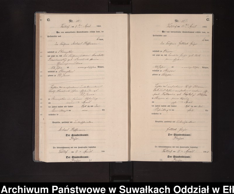 Obraz 20 z jednostki "Sterbe-Neben-Register des Königlich Preussischen Standes-Amtes Orlen Kreis Loetzen"