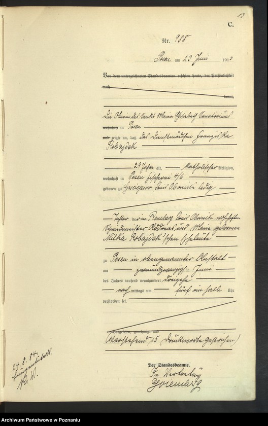 Obraz 15 z jednostki "Księga miejscowa zgonów tom III [Rejestr główny zgonów]"