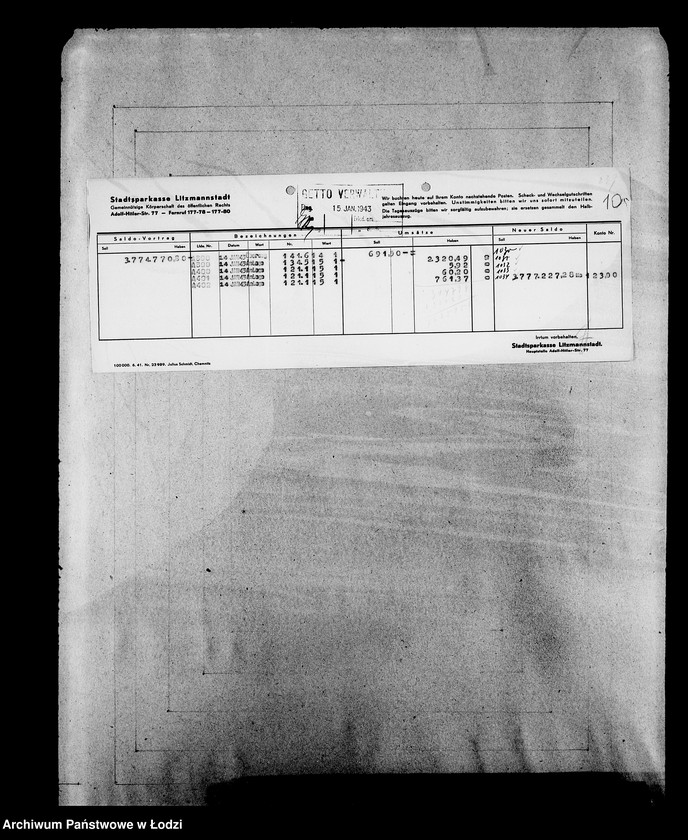 Obraz 14 z jednostki "Sonderkonto 12300 Bankauszüge"
