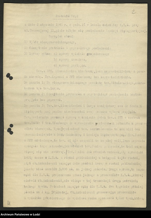 Obraz 3 z jednostki "Protokoły [wspólnych posiedzeń komitetów dzielnicowych PPS i PPR] T-2"