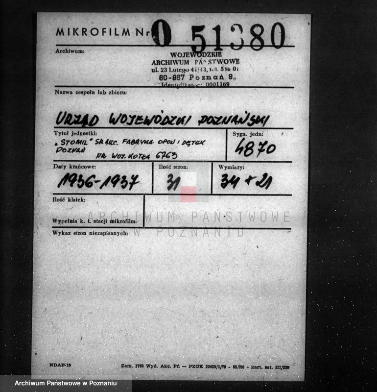 Obraz 2 z jednostki "Stomil Spółka Akcyjna Fabryka opon i dętek Poznań nr woj. 6763"