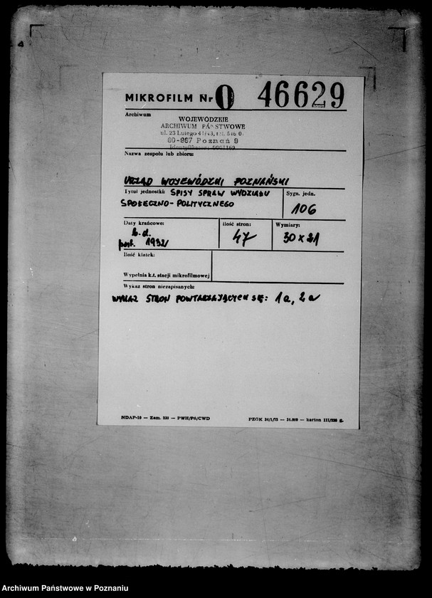 Obraz 2 z jednostki "Spisy spraw Wydziału Społeczno-Politycznego"