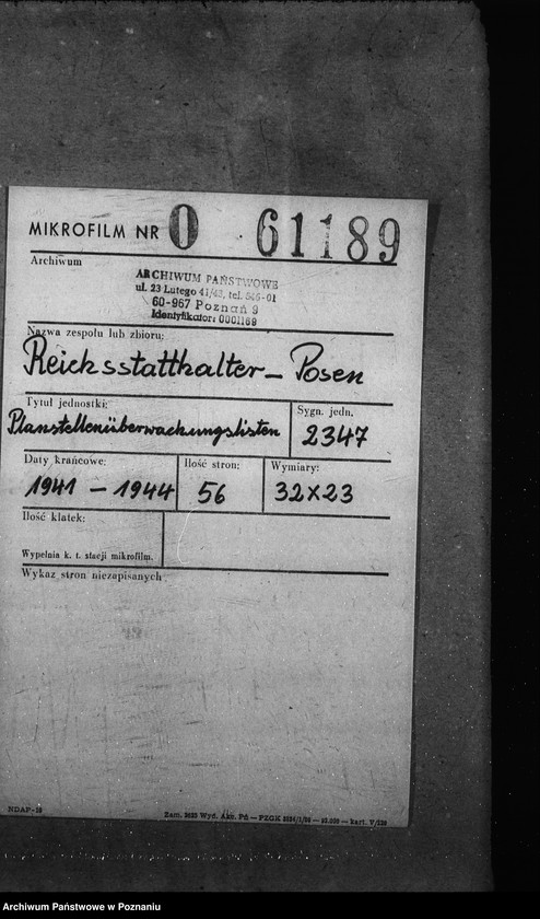 Obraz 2 z jednostki "Planstellenüberwachungslisten"