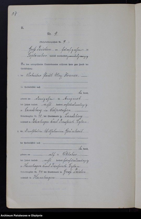 image.from.unit.number "Heiraths-Neben-Register Nr 1 - 15 [ Księga małżeństw - wtóropis ]"