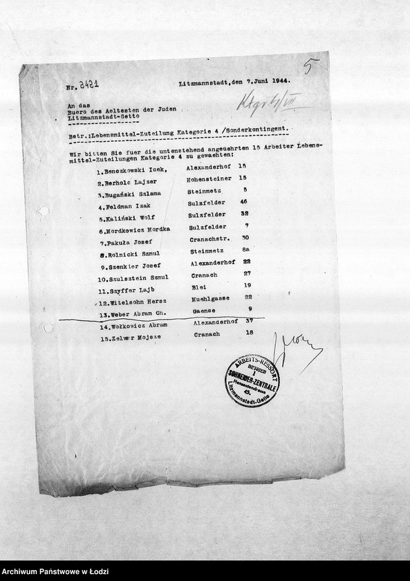 Obraz 8 z jednostki "[Korespondencja PSŻ z resortami krawieckimi w sprawie przyznania ich pracownikom dodatkowych przydziałów]"